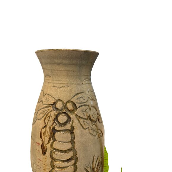 Handcrafted Ceramic Vase With Nature-Inspired Design Earthy Tones Rustic Decorat - Picture 2 of 15